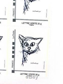 10 Original Cats Drawings Card With Plate 10 Monetized Stamps