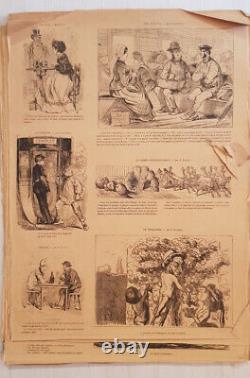 19 Lot 19 Planches D'imprimerie E Plon Drawing Daumier Grévin Randon Cartoon