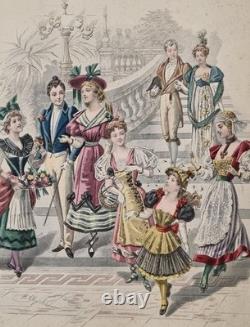 19th Century Print Fashion Plate Le Moniteur de la Mode Drawing by H. Charles