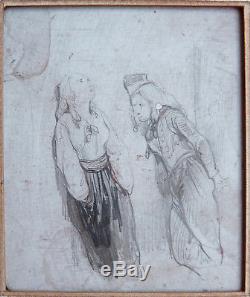 2 Small Original Drawings Of Paul Gavarni (1804-1866) On Wood