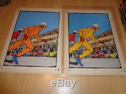 2 X Original Boards Printing Color Test Michel Vaillant 1980's
