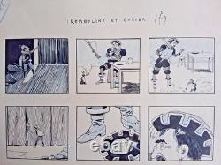 2 original comic book plates signed by LUC LEGUEY. Fantastic. Giant. Dwarf.