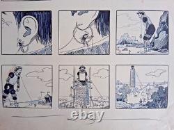 2 original comic book plates signed by LUC LEGUEY. Fantastic. Giant. Dwarf.