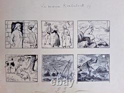 2 original comic strips signed by LUC LEGUEY. The sailor Kerbaleck