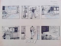 2 original signed comic book pages by THEOPHILE BARN. Talking cinema