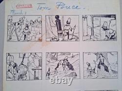 2 original signed comic strip pages (LUC LEGUEY). Tom Thumb