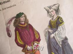2 plates, 8 engravings, costume drawings of the 14th and 15th centuries, old German publication