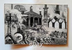 4 original drawings by Albert Robida. The 20th Century 1883. Unique