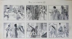 5 Original Boards Drawings by FALCO circa 1910 Story in Pictures Comic Drawing