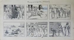 5 Original Boards Drawings by FALCO circa 1910 Story in Pictures Comic Drawing