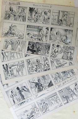 5 original boards Drawings by FALCO around 1910