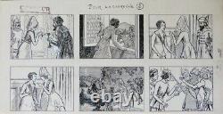 5 original boards Drawings by FALCO around 1910 story in images Comics drawing