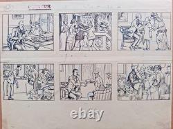 6 original comic strips signed YMER. The Ostrich Hunter
