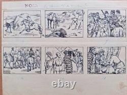 6 original comic strips signed YMER. The Ostrich Hunter