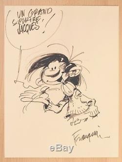 A. Franquin Splendid Original Drawing Gaston (canson 22 X 30 Cm) Be