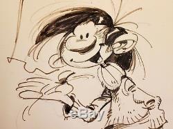 A. Franquin Splendid Original Drawing Gaston (canson 22 X 30 Cm) Be