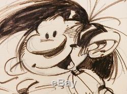 A. Franquin Splendid Original Drawing Gaston (canson 22 X 30 Cm) Be