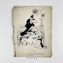 Ancient 3 Drawings Moriss Original Signed Press Caricature Boards C 1905
