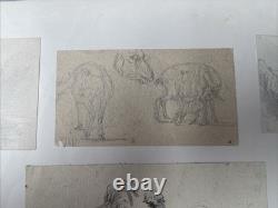 André Giroux Board of 8 Drawings of Landscapes & Animals