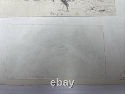 André Giroux Board of 8 Drawings of Landscapes & Animals
