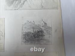 André Giroux Board of 8 Drawings of Landscapes & Animals
