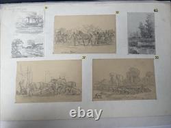 André Giroux Plate of 5 Drawings Landscapes & Animals