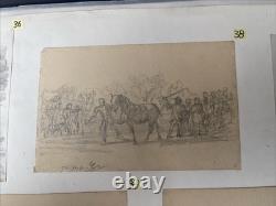André Giroux Plate of 5 Drawings Landscapes & Animals
