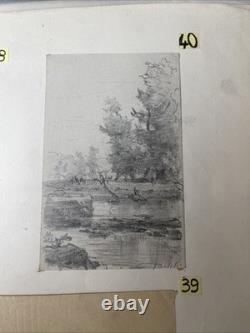 André Giroux Plate of 5 Drawings Landscapes & Animals