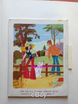 André Vigno Pin Up Painting Board Original (art Drawing Days Of France Kiraz)