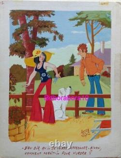 André Vigno Pin Up Painting Original Board (art Dessin Jours De France Kiraz)