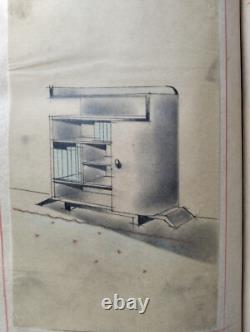 Antique Art Deco, Interior Design Furniture, Original Drawing Board by Pierre Tridon