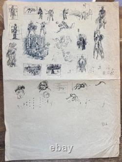 Antoine HEITZMANN ink drawing sheet, basket SIG Strasbourg NEUHOF