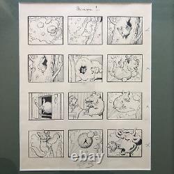 BOUM drawing LAUGHING COW Original Panel signed RABIER Gédéon vintage antique