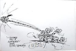 Batem The Marsupilami Original Drawing Ink Of China Signed 30x20,5 (franquin)