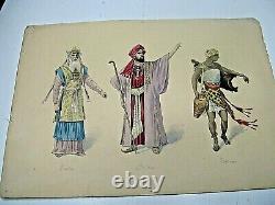 Beautiful Costumes Board Watercolors Original Style Job 1890theatre Opera Antique