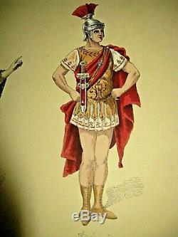 Beautiful Costumes Board Watercolors Original Style Job 1890theatre Opera Antique