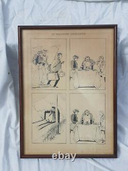 Beautiful Drawing Original Board Comic Scene Albert Guillaume 1873 1942