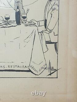 Beautiful Drawing Original Board Comic Scene Albert Guillaume 1873 1942