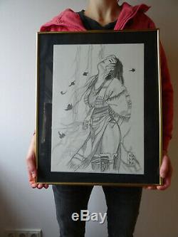 Beautiful, Original Milo Manara Dedication Drawing Board A3 Declic Indian Summer