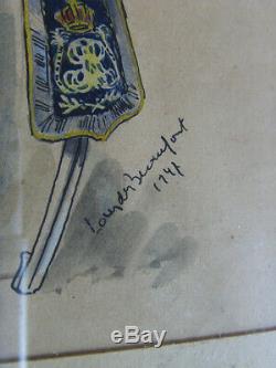 Board Watercolor 18th Officer Light Dragoons 1814-1821 By Louis De Beaufort
