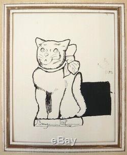 Cat Drawing Ink Signed Benjamin Rabier