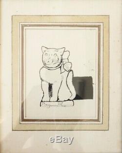 Cat Drawing Ink Signed Benjamin Rabier