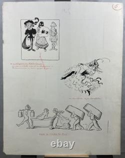 Chinese Ink Comic Project Board for Illustration circa 1940