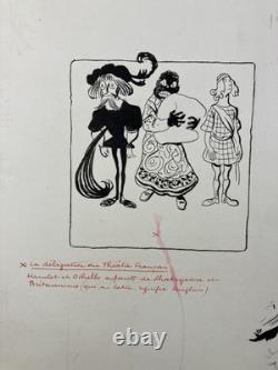 Chinese Ink Comic Project Board for Illustration circa 1940