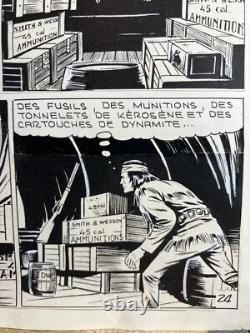 Chinese ink comic page from the Rodéo magazine, Tex Willer, numbered