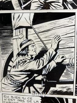 Chinese ink comic strip page from Rodéo magazine Tex Willer numbered