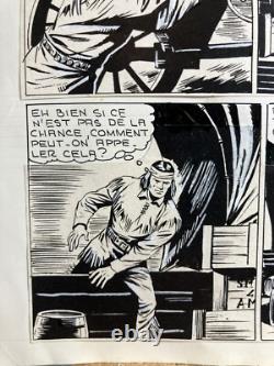 Chinese ink comic strip page from the Rodéo magazine, Tex Willer, numbered
