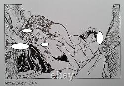 Christina Fabris erotic drawing original plate LGBT A little evening among friends