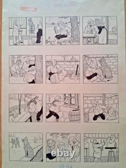 Comic strip signed ASY. Landscape. Dog.