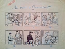 Comic strip signed by Mauryce Motet. Soldier. Military.